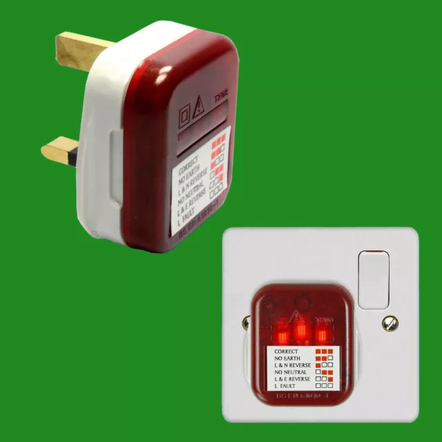 UK Mains Electrical Power Plug-In Socket Tester Test Safety Check Fault Detector