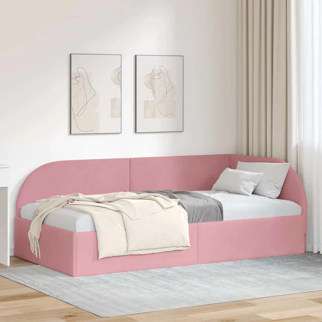 CORNER BED FRAME with Headboard Pink 90 x 200 cm Velvet vidaXL £179.46 ...