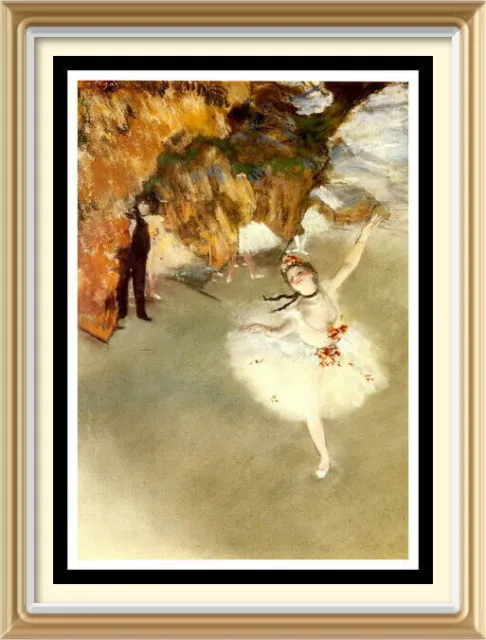 Vintage Art Print by EDGAR DEGAS - Ballerina DANCER ON THE STAGE Ballet Dancing
