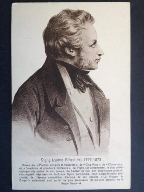 cpa LITHO PRINT Portrait of the WRITER POET Count Alfred de VIGNY Loches-Paris
