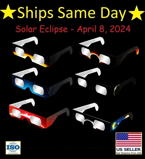 6PCS SOLAR ECLIPSE Glasses Nasa Approved 2024 ISO 123122 & CE