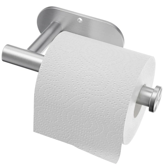 Porte Papier Toilette Adhésif ROUMIO - Acier Inox 304 - 2 Crochets - Sans Perçage - Pour SDB/Cuisine