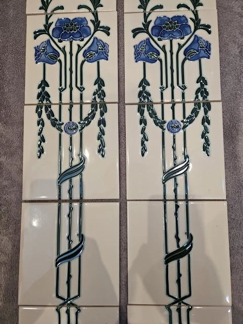 The Gallery Collection art nouveau style fireplace tiles full set of 10 primrose 3