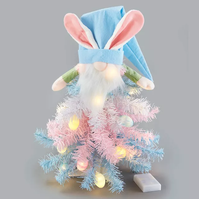 Lighted Easter Bunny Gnome Tree 29"H Pastel Eggs Table Centerpiece Spring Decor