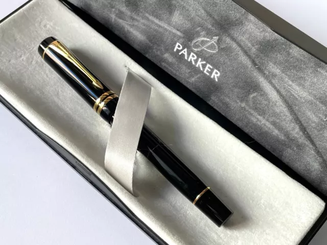 Parker Duofold International Black, Nib 18Kt F, Made In Uk