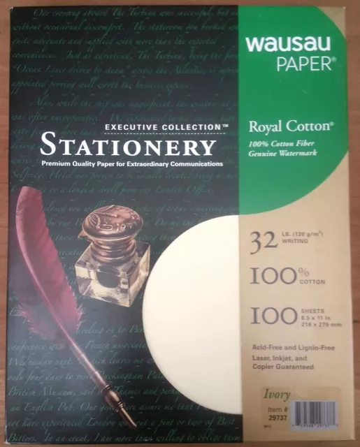 Royal 100% Cotton Ivory Resume Stationery Paper - 8.5 x 11-32# 100 Sheet/Box