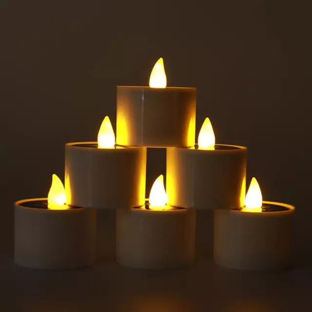 6x Simulation Flame Solar LED Candles Lamp Wedding Fake Flickering Tea Lights