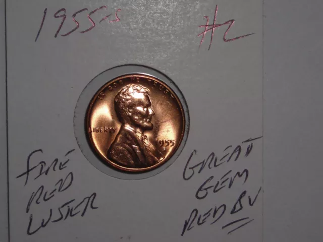 wheat penny 1955S SHARP GEM RED BU LINCOLN CENT 1955-S GEM UNC LOT #2