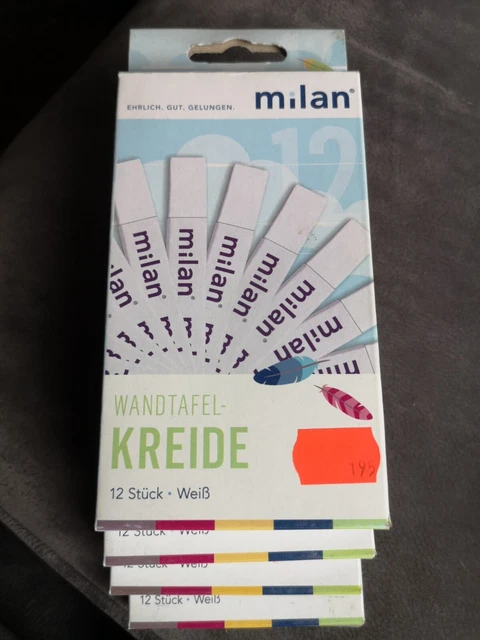 MILAN Tafelkreide eckig 12mm weiß 12 Stück, Länge 80mm