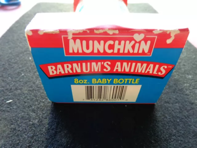 Biberon rouge vintage Barnum's Animals 8 oz Munchkin 1994 neuf ancien stock RARE !! 3