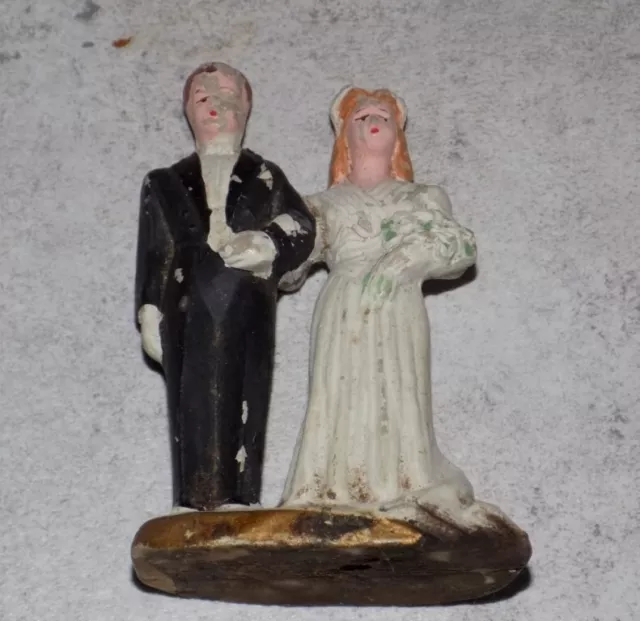 Ancien Couple De Mariés En Plâtre Pour Gâteau De Mariage