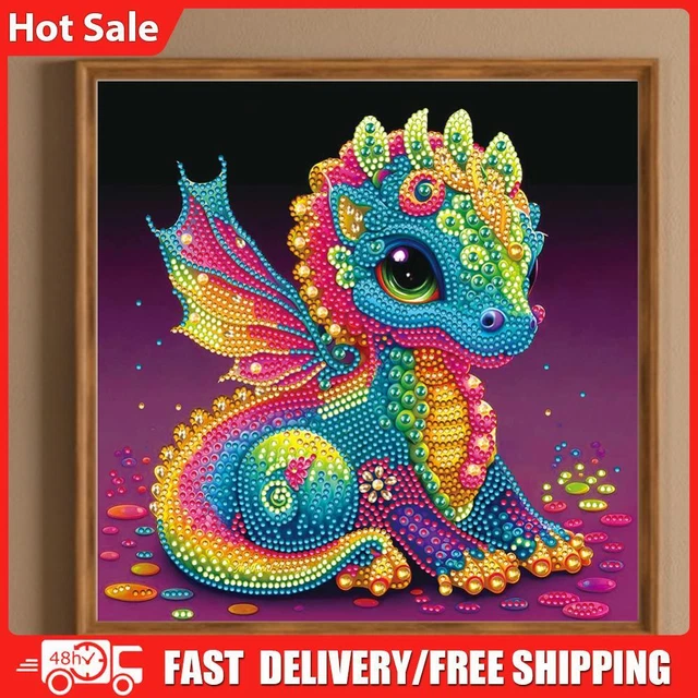 5D DIY Partial Special Shaped Drill Diamond Painting Kit Dragon Decor 30x30cm