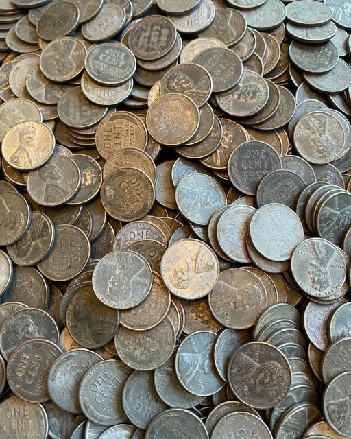 (25) 1943 Steel Cent Penny US Coins P D S Wheat Pennies WWII Cents Lincoln