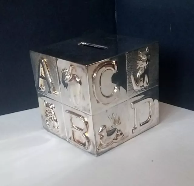 Silver Plated Christening ABC Money Box Gift