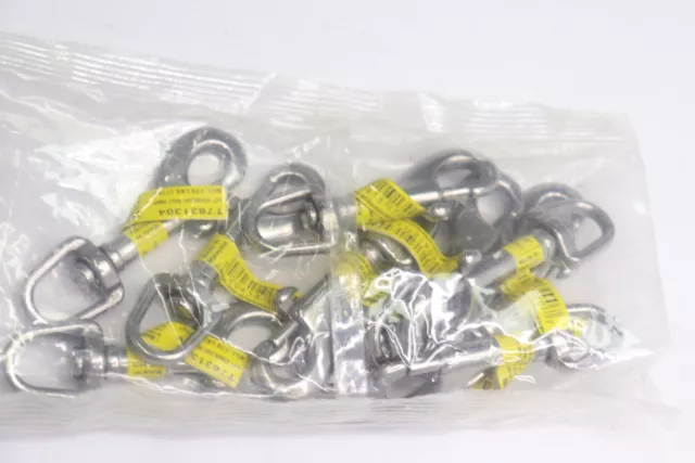 (10-Pk) Campbell Chain Spring Snap Fixed Strap Eye Stainless Steel 1/2"x3-5/16"