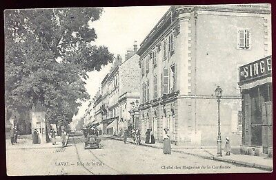 CPA 53 laval. rue de la paix. store singer. 1907 (mayenne)