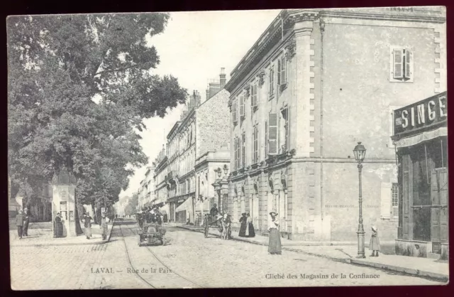 cpa 53 LAVAL. Rue de la Paix. SINGER store. 1907 (Mayenne)