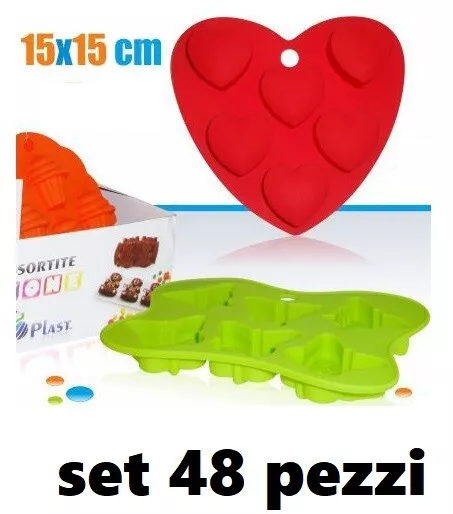 Set 48 Pezzi Forme Formine Stampi Silicone Varie Forme Per Dolci Biscotti sus