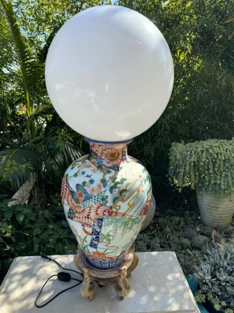 Antique 19th Century 1870 Large Imari Porcelain Vase MONUMENTAL Globe Table Lamp