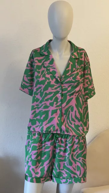 Damen Pyjama PRIMARK Kurzer Schlafanzug aus Satin  Nachthemd- und Shorts-Set S