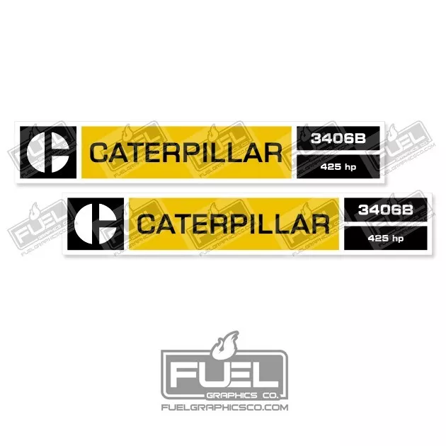 Caterpillar 3406B 425HP Diesel Engine Replacement Vinyl Decals Stickers x2