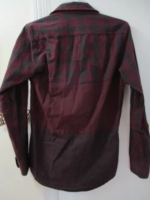 JackThreads - Burgundy with Black Geometric Pattern Long Sleeve Shirt -  Size XS 3