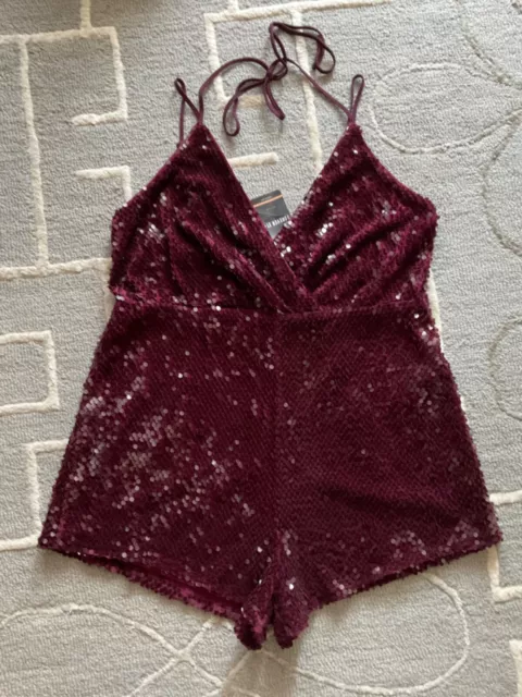 Forever 21 Sequin Burgundy Romper Jumpsuit cami plus size 2x