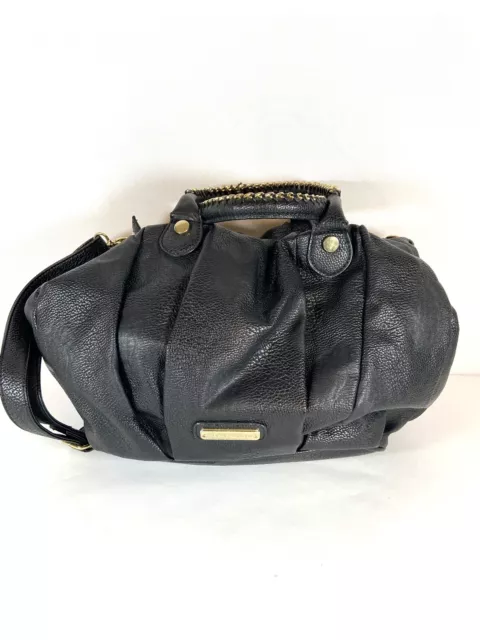 Black Faux Leather Crossbody Bag by Steve Madden Gold Details Purse