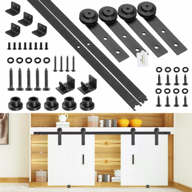 4 Ft 5 Ft Mini Sliding Double Barn Door Hardware Roller Track Kit Cabinet Closet