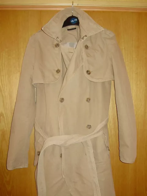 SISLEY DOPPIO PETTO DENIM Tg S - EUR 42 TRENCH PEACOAT BREASTED CABAN TAN SAND