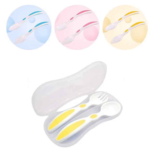 1 Set Feeding Spoon Eco-friendly Comfortable to Grip Baby Fork Spoon Toddler