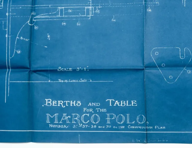 L. Francis Herreshoff Orig Vintage MARCO POLO Boat Blueprint #15/22 Berths/Table