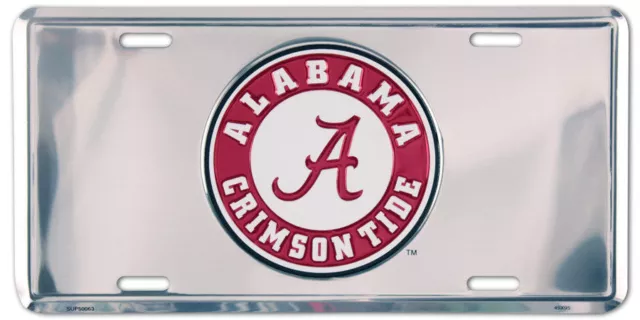 Alabama Crimson Tide Chrome Metal License Plate