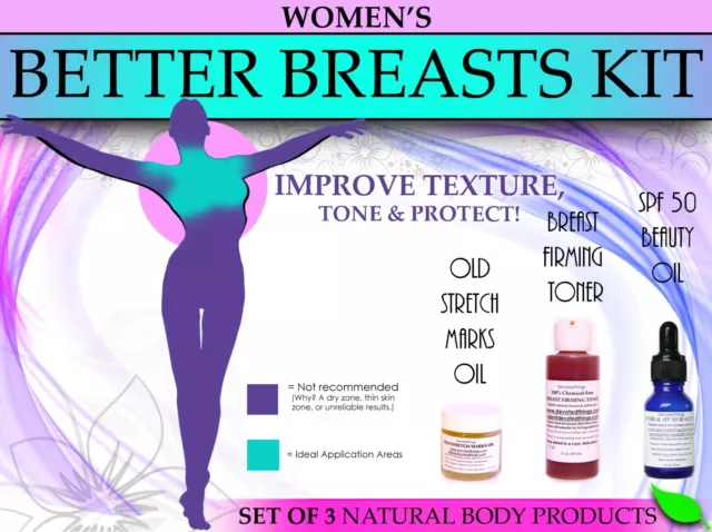 NATURAL BETTER BREASTS Kit for Stretch Marks Sagging Breast Firming SPF 50  Set 3 $142.21 - PicClick