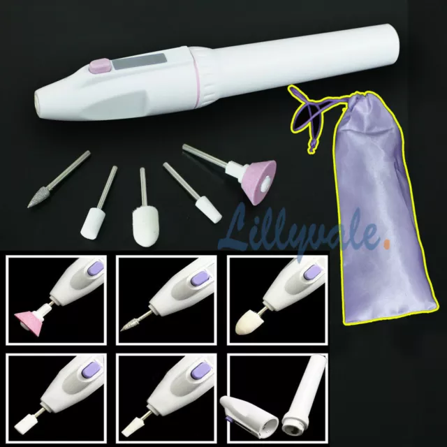 Nail Drill Manicure Pedicure Beauty File Polish Tool Kit Set Battery UK SALE