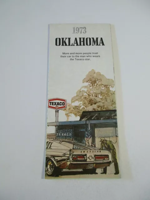 Stamped 1973 Texaco Oklahoma Gas Station State Highway Travel Road Map~Box AB