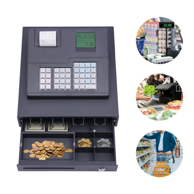 38 Keys Wired Lockable Electric Thermal Cash Register with Drawer for Catering