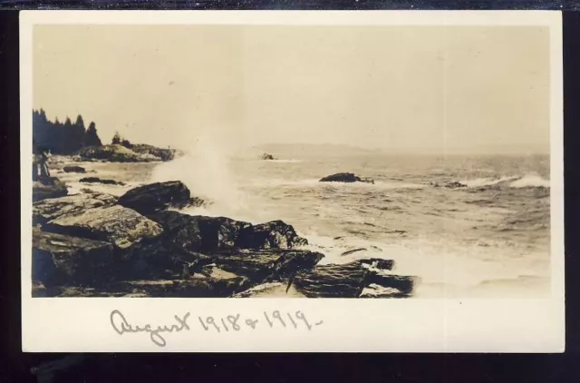 RPPC VTG Real Photo Postcard AZO 1904-18, Antique, Rocky Ocean Shore,