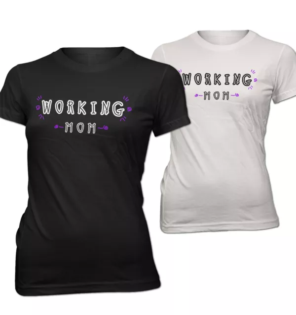 Damen Slim Fit T-Shirt Working MOM Mütter Mama Spruch Neu S-XXL WMG1117