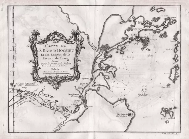 China Chine Chiang River Fukien Asia Karte map carte Kupferstich Bellin 1750