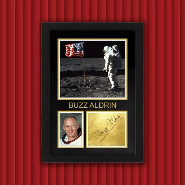 Framed BUZZ ALDRIN / APOLLO 11 - Display Case w Reproduced Autograph Signature