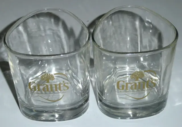 2 Grant's Blended Scotch Whisky Sturdy Hotel Quality Glasses 200ml Each 9cm High