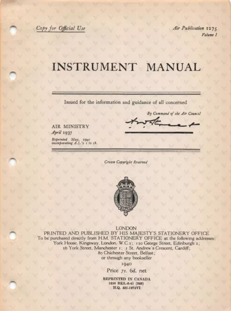 1940 AP1275 Air Ministry Instrument Manual Air Publication - Digital Scan 2