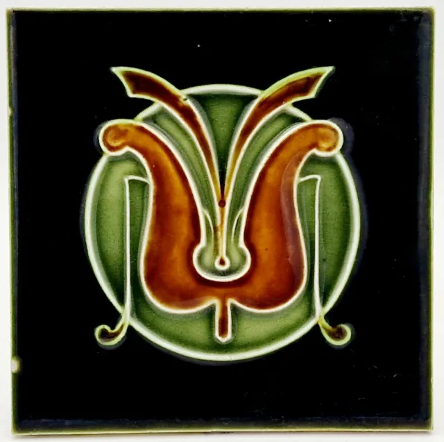 Antique Tile Art Nouveau Majolica by Henry Richards C1905 AE7
