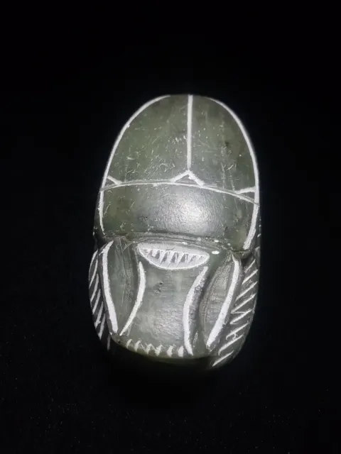 Vintage Carved Egyptian Soapstone Scarab Beetle Paperweight~Hieroglyphics~Egypt