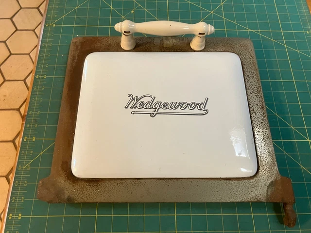 Antique Wedgewood Stove Door with Ceramic Handle Part Porcelain Sign Vintage