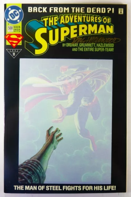 DC ADVENTURES OF SUPERMAN (1993) #500 SIGNED by Doug HAZLEWOOD w/COA NM (9.4)