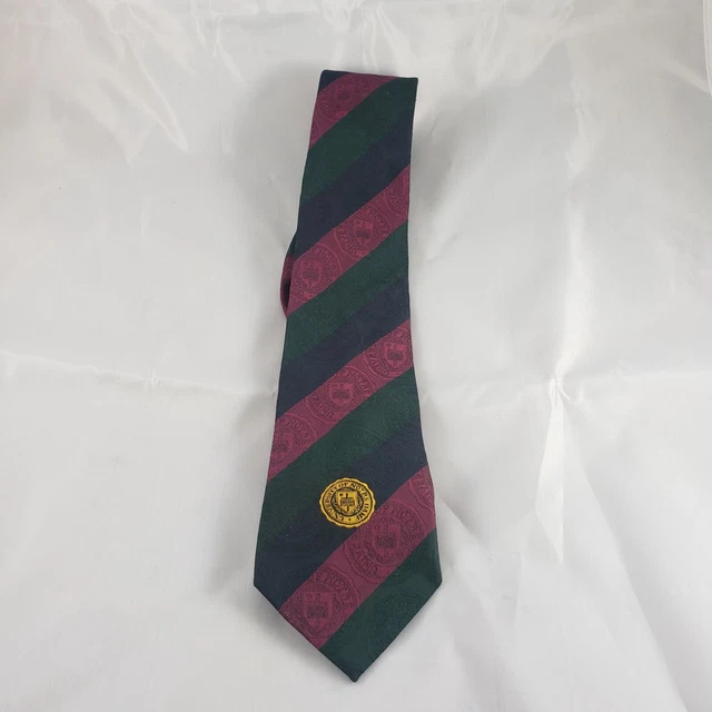 Vintage University of Notre Dame FIGHTING IRISH  Striped Logo Necktie Silk 56”