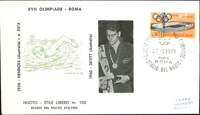 🏅 Olimpiade Roma 1960 - Nuoto 100 stile libero uomini Oro John Devitt Australia