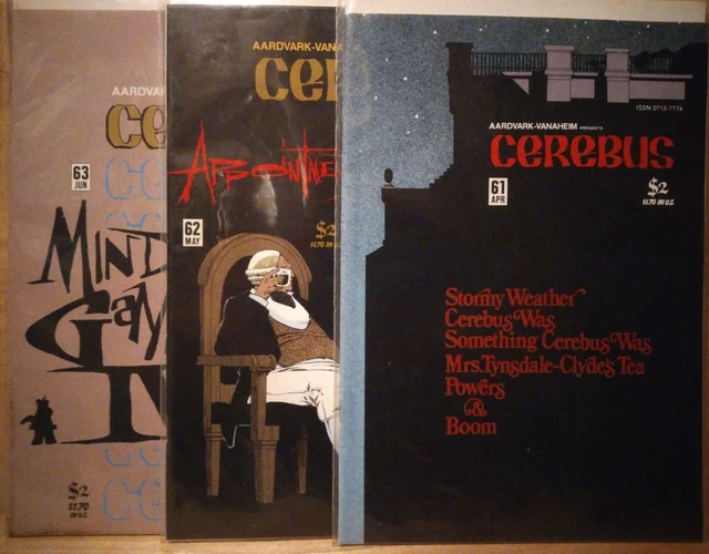 CEREBUS 61 62 63 Aardvark-Vanaheim Dave Sim Bob Burden Flaming Carrot Lot 3 VF